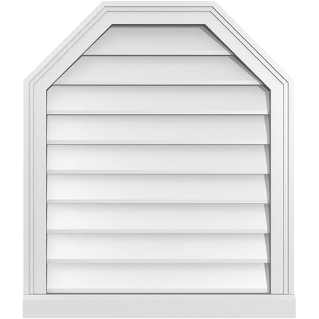 Ekena Millwork Octagonal Top Surface Mount PVC Gable Vent w/ 2"W x 2"P Brickmould Sill Frame, 24"W x 28"H GVPOT24X2803SN